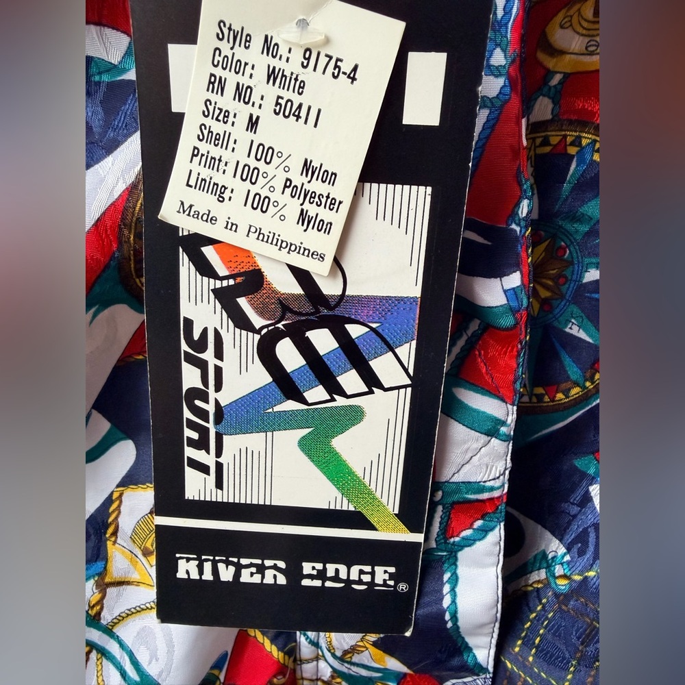 NWT Vintage 90s River Edge RE Sport Nautical Print Windbreaker Jacket Retro - Picture 3 of 16